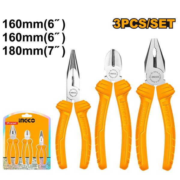 Bộ 3 kìm răng, cắt và nhọn Ingco HKPS08311