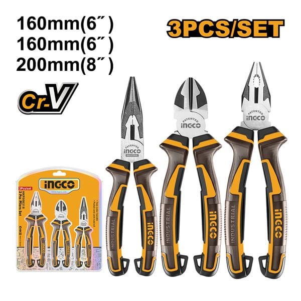 Bộ 3 kìm răng, cắt và nhọn Ingco HKPS28318