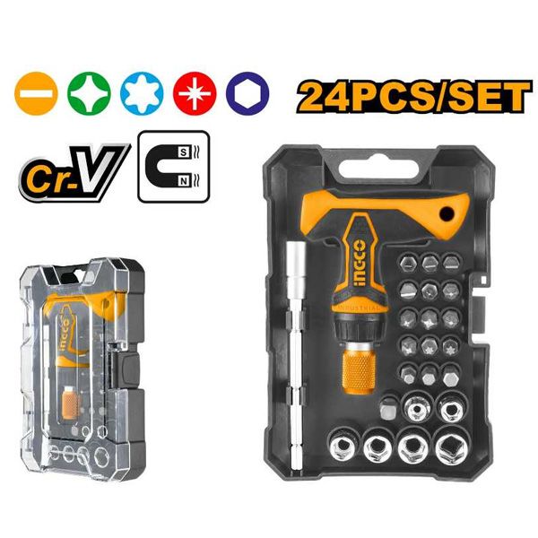 Bộ 18 tua vít tay cầm chữ T Ingco HKSDB0188