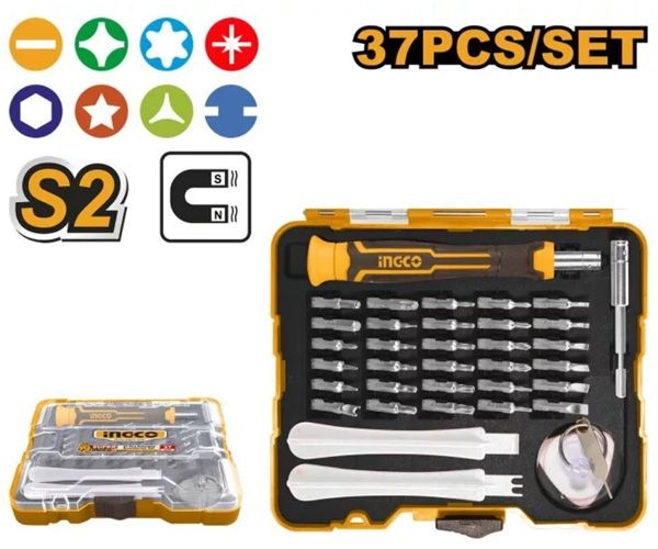 Bộ 37 món tua vít và mũi bắt vít chính xác Ingco HKSDB0378