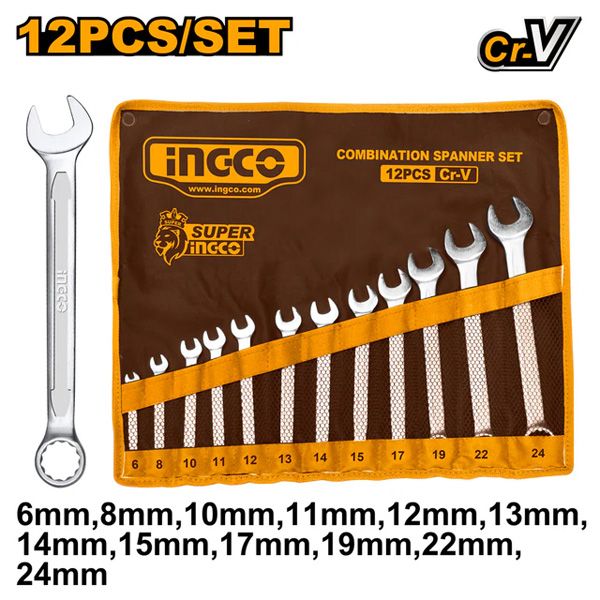 Bộ cờ lê vòng miệng 12 chi tiết 6-24 Ingco HKSPA1142