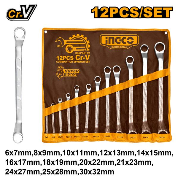 Bộ cờ lê 2 đầu vòng 12 chi tiết 6-32 Ingco HKSPA3142