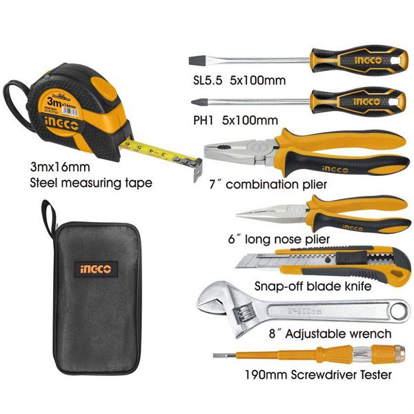 Bộ dụng cụ gia đình 8 chi tiết Ingco HKTH10808