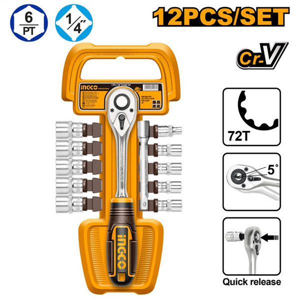 Bộ cần tự động và đầu tuýp 1/2 Inch 12 chi tiết Ingco HKTS14122