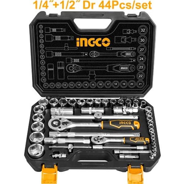 Bộ tuýp lục giác 1/2 và 1/4 inch 44 chi tiết Ingco HKTS42441
