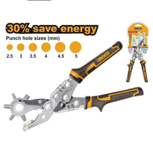 Kìm bấm lỗ dây nịt có trợ lực Ingco HLHP028