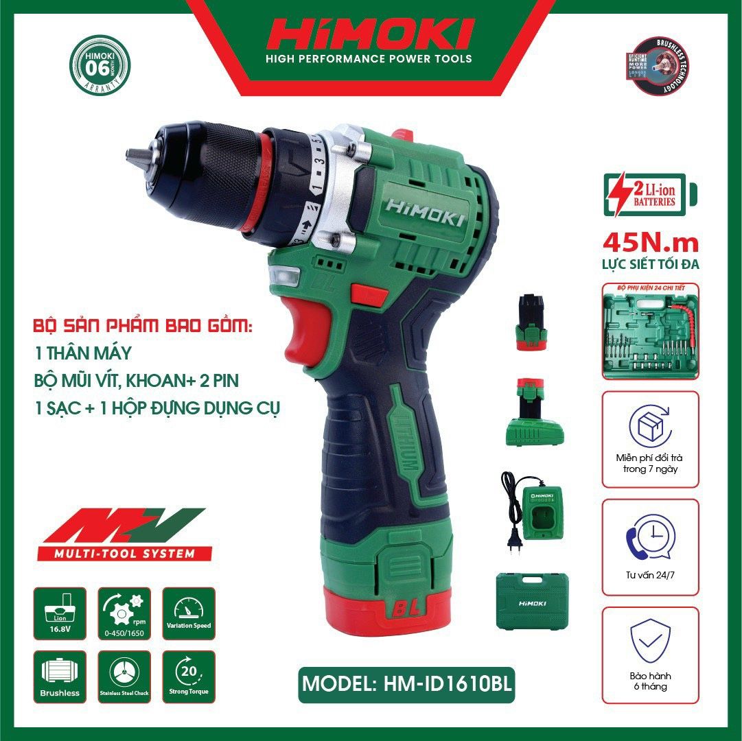  Máy khoan pin 10mm HIMOKI HM-ID1610BL 