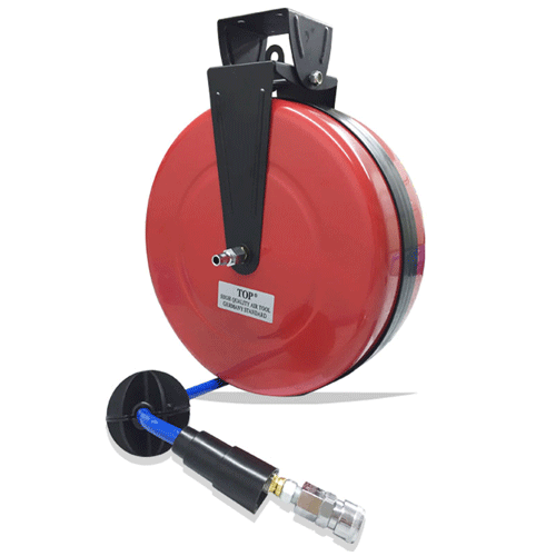 Cuộn dây hơi tự rút TOP hộp sắt màu đỏ dài 15m HR-708C