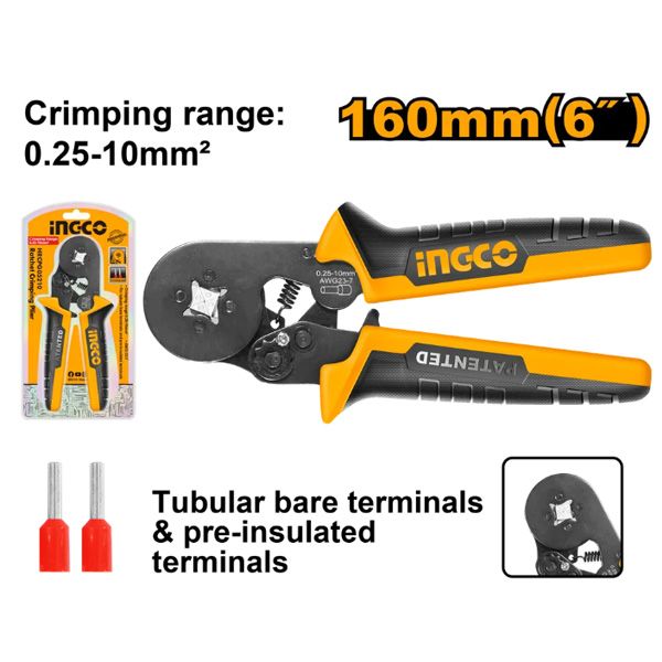 Kìm bấm cos dây điện 0.25-10mm2 Ingco HRCPG05210