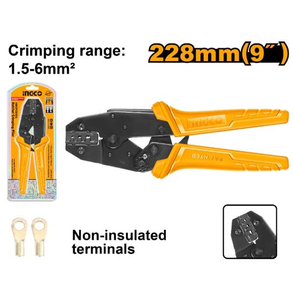 Kìm bấm cos dây điện 1.5-6mm2 Ingco HRCPL1506