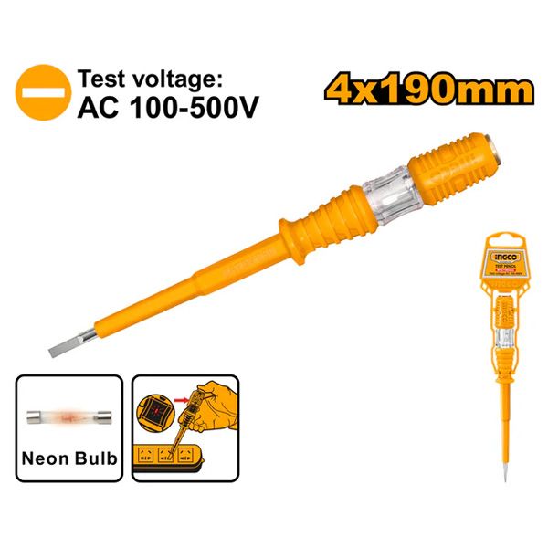 Bút thử điện 4x190mm Ingco HSDT1908