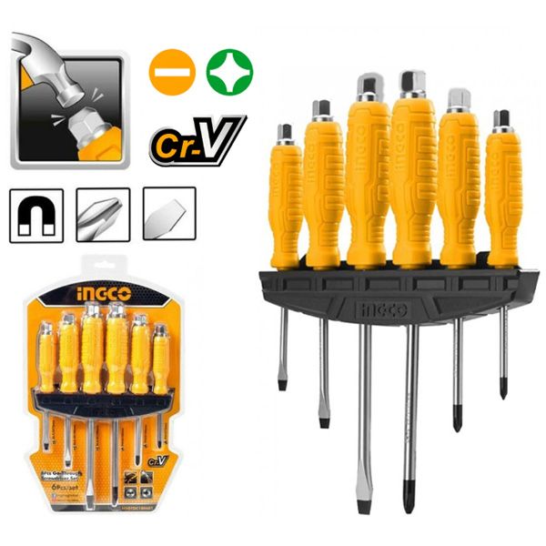 Bộ 6 tua vít đóng Ingco HSGTDC180601