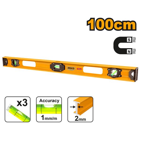 Thước thủy 100cm có từ tính Ingco HSL28100