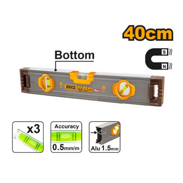 Thước thủy 40cm có từ tính Ingco HSL38040M