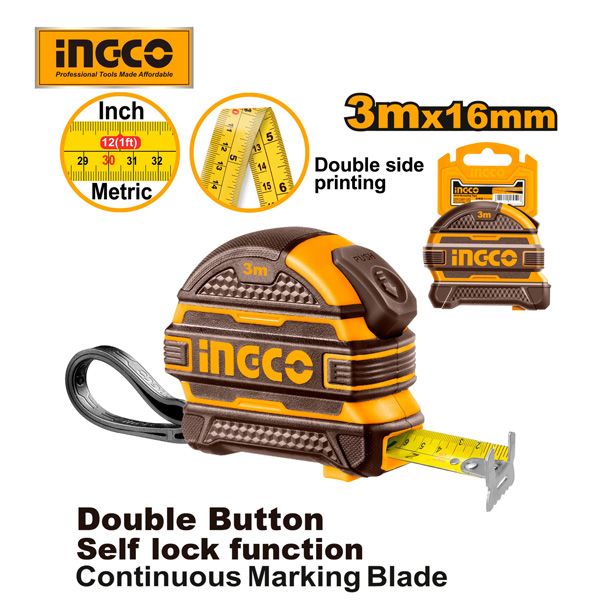 Thước kéo thép nền vàng 3mx16mm Ingco HSMT08316