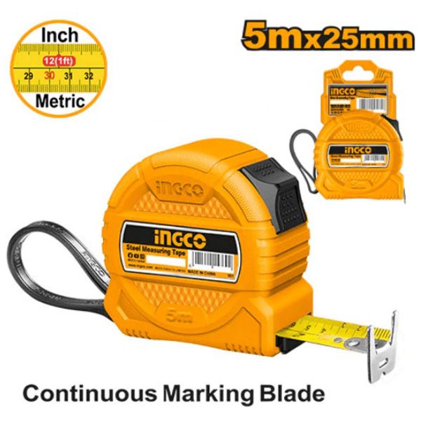 Thước kéo thép nền vàng 5mx25mm Ingco HSMT26525