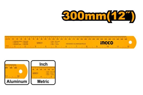 Thước lá nhôm 30cm Ingco HSR23002