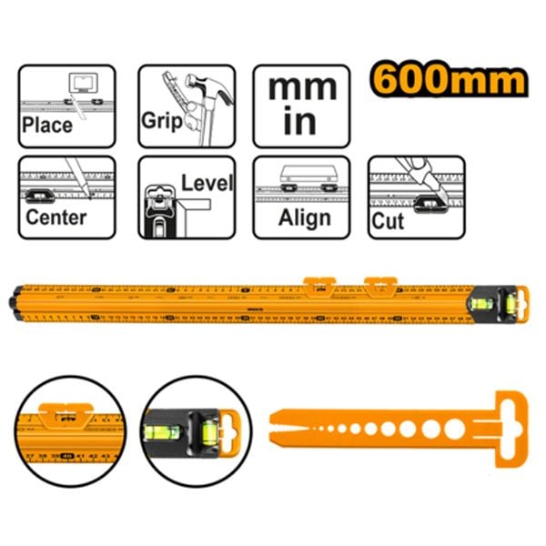 Thước nhôm định vị 60cm Ingco HSR36003