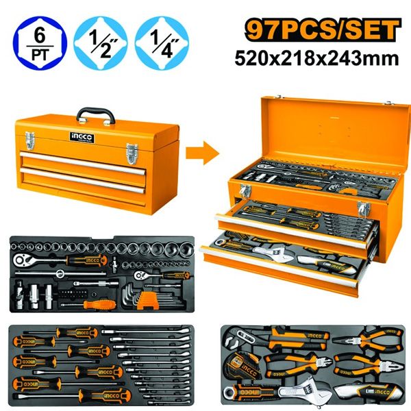 Bộ hộp đồ nghề 97 món dụng cụ Ingco HTCS220971