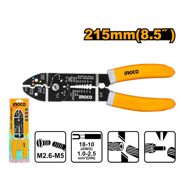 Kìm tuốt dây điện đa năng 8.5 inch/215mm Ingco HWSP851
