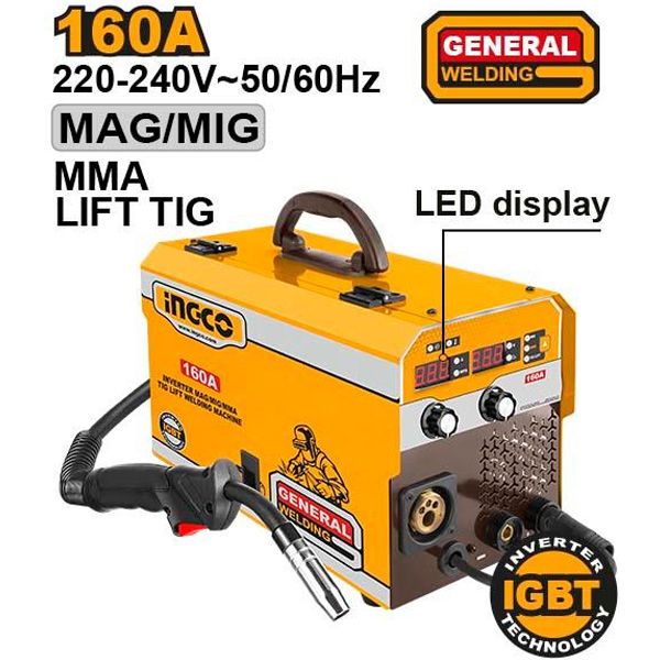 Máy hàn điện tử MAG/MIG/MMA/TIG 160A INGCO ING-MGT1601