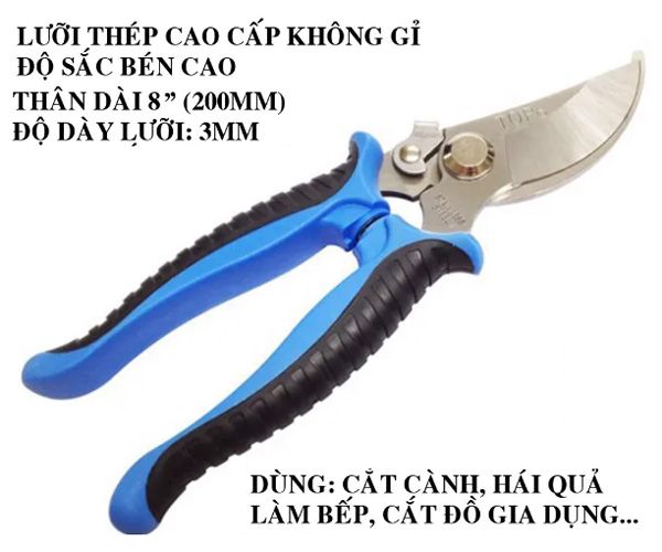Kéo cắt cành Inox cong 8 Inch TOP KM-814-2