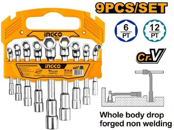 Bộ 9 ống điếu lỗ chữ L Ingco LASWT0901