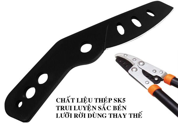 Lưỡi dao của kéo cành không tăng cán cam đen TOP LD-TGL-06001