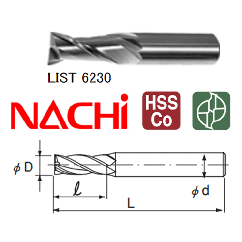  Dao phay ngón D21x110mm Nachi 2 me LIST 6230 2SE21 