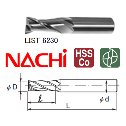  Dao phay ngón D11x80mm Nachi 2 me LIST 6230 2SE11 