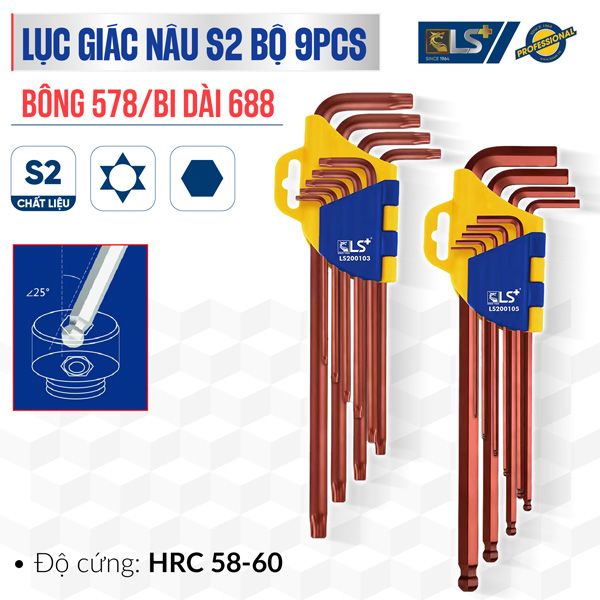 Bộ lục giác 9 chi tiết đầu bi dài 688 S2 LS200105