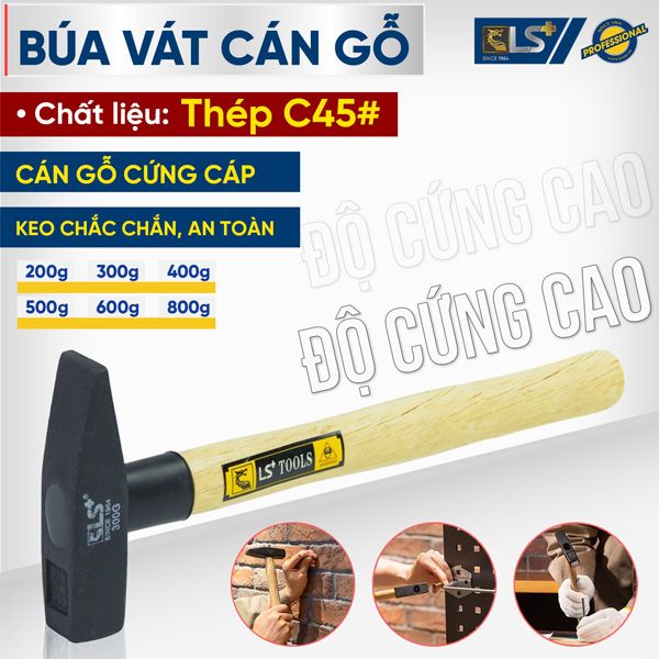 Búa vát cán gỗ 400g LS300124