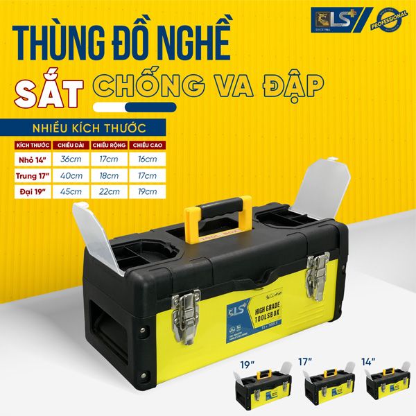 Thùng đồ nghề sắt chống va đập nhỏ 14 inch/ 350mm LS900231