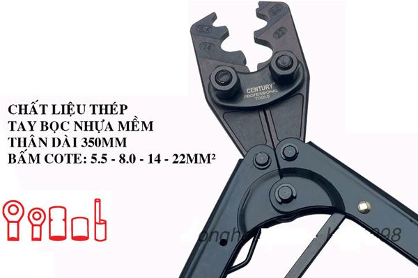 Kìm bấm đầu Cos số 22 (5.5-22 mm2) CENTURY LU-COTE-22