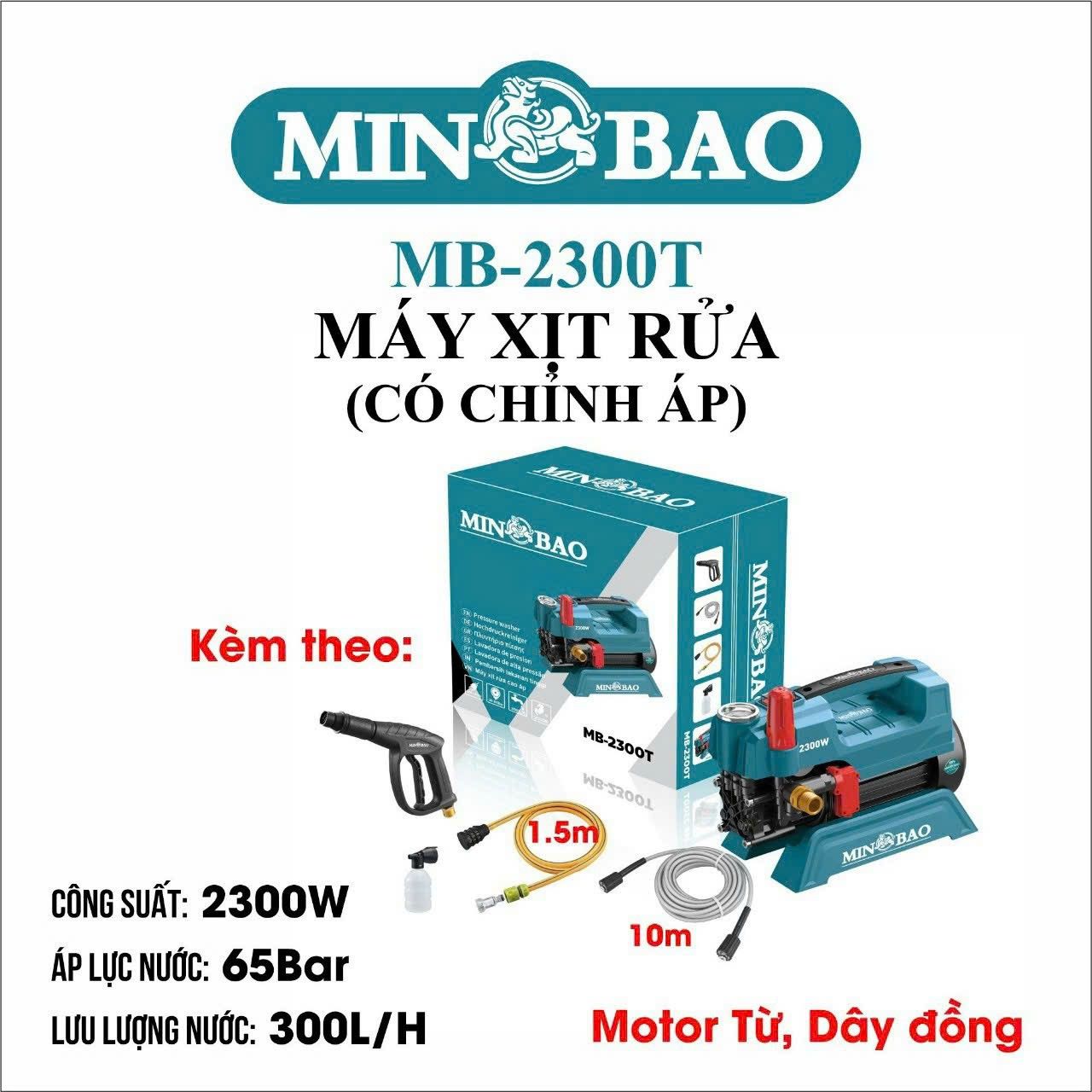 Máy xịt rửa xe có chỉnh áp 2300W MINBAO MB-2300T