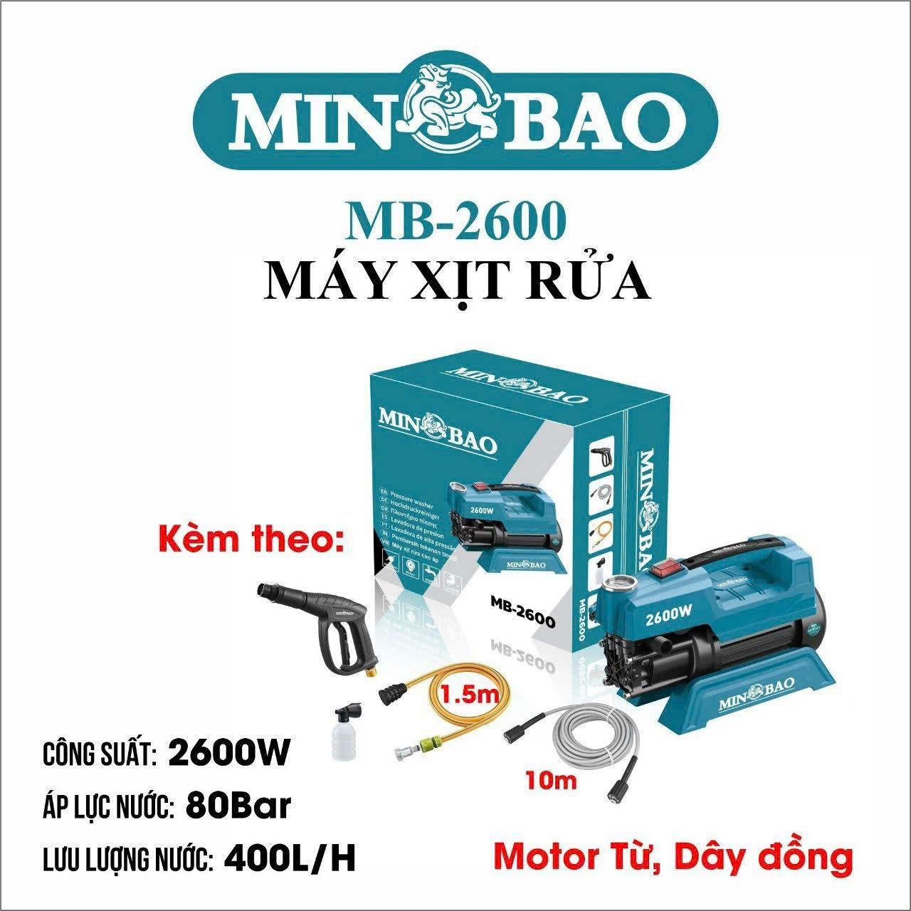  Máy xịt rửa xe 2600W MINBAO MB-2600 