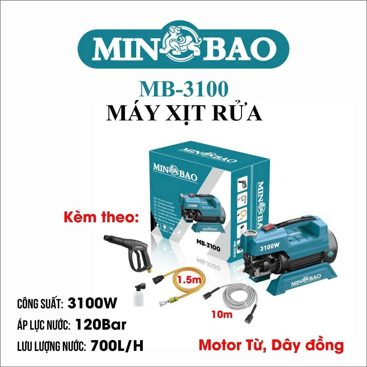  Máy xịt rửa xe 3100W MINBAO MB-3100 