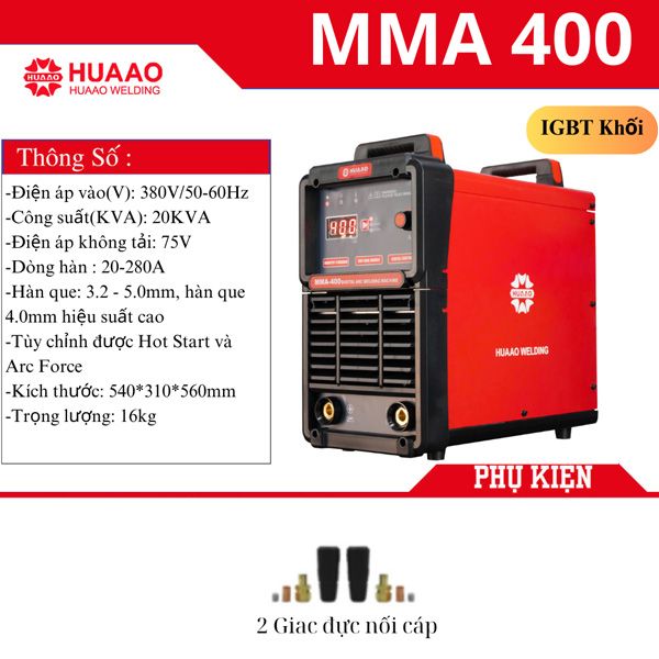 Máy hàn que công nghiệp HUAAO MMA-400 IGBT Khối