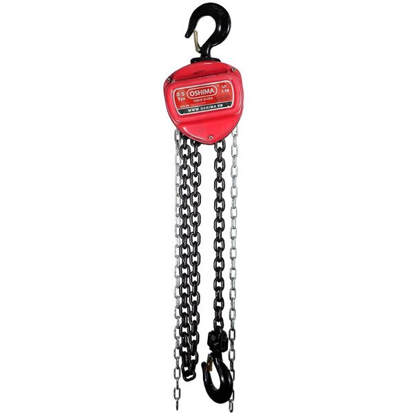 Pa lăng xích kéo tay đỏ 0.5T dài 2.5m Oshima 0.5T