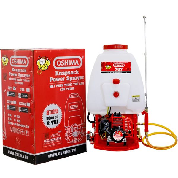Bình xịt xăng 2 thì đỏ Oshima 767
