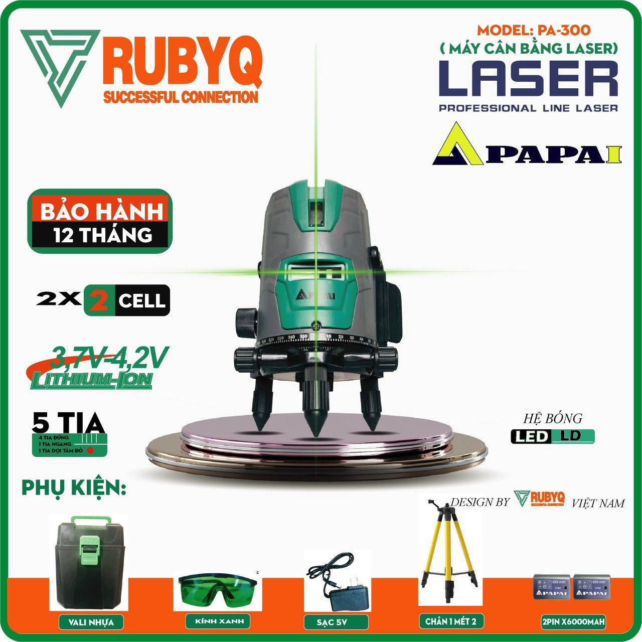  Máy cân mực laser 5 tia xanh RUBYQ PA-300 