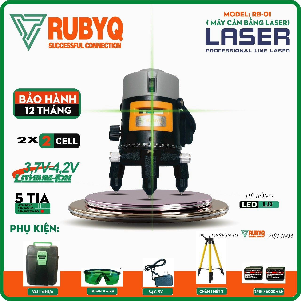  Máy cân mực laser 5 tia xanh RUBYQ RB-01 