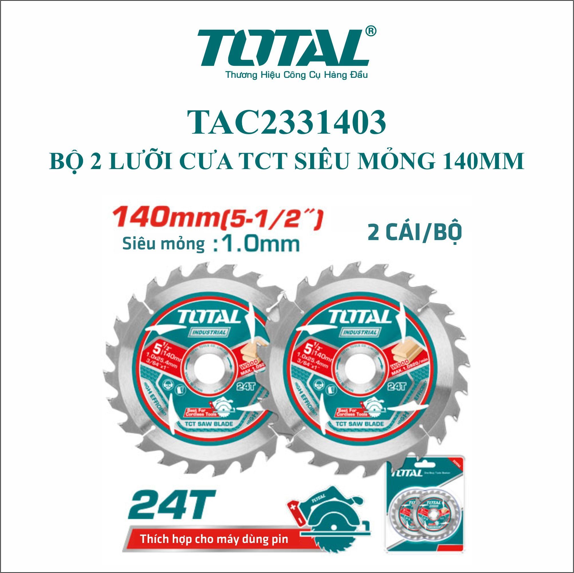  Bộ 2 lưỡi cưa TCT siêu mỏng 140mm Total TAC2331403 