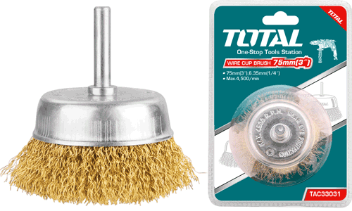  Chén cước đánh gỉ bằng thau 75mm có cán Total TAC33031 