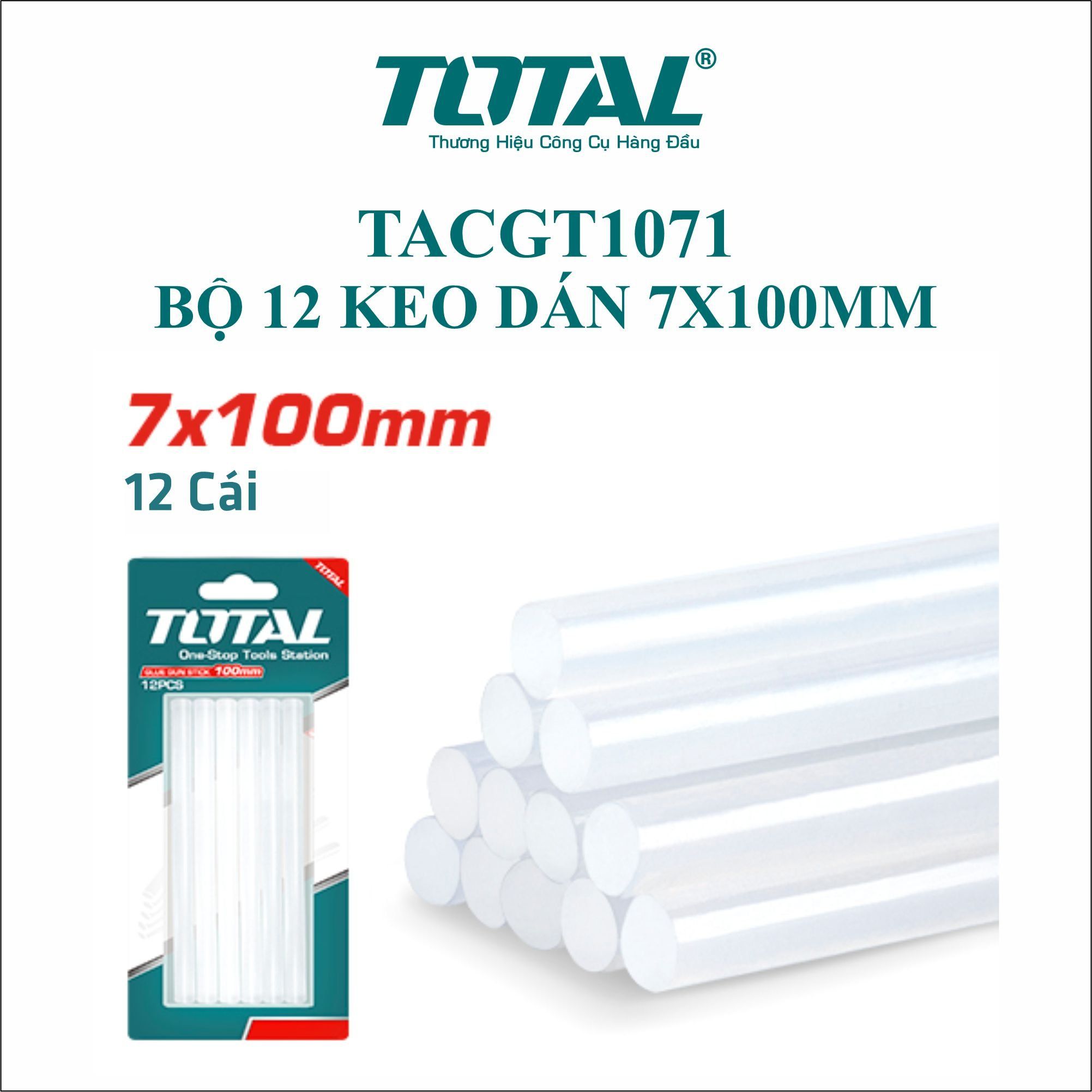  Bộ 12 cây keo dán 7x100mm Total TACGT1071 