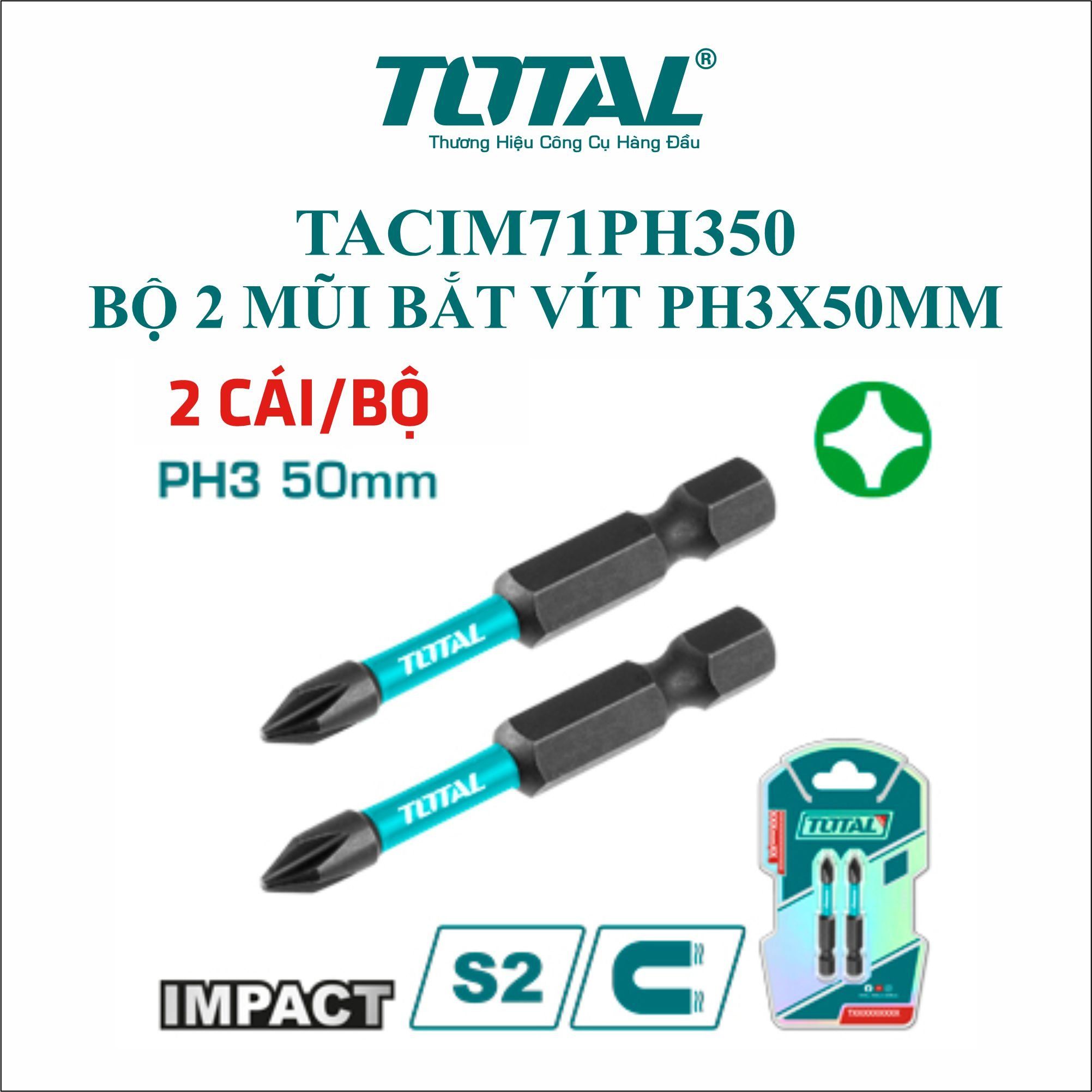 Bộ 2 mũi bắt vít PH3x50mm Total TACIM71PH350