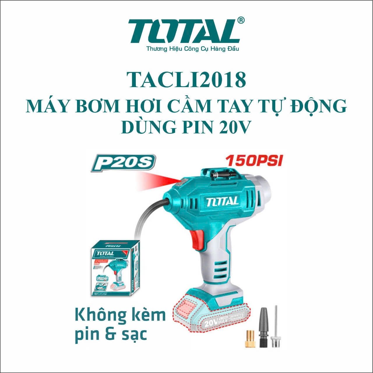  Máy bơm hơi dùng pin 20V Total TACLI2018 