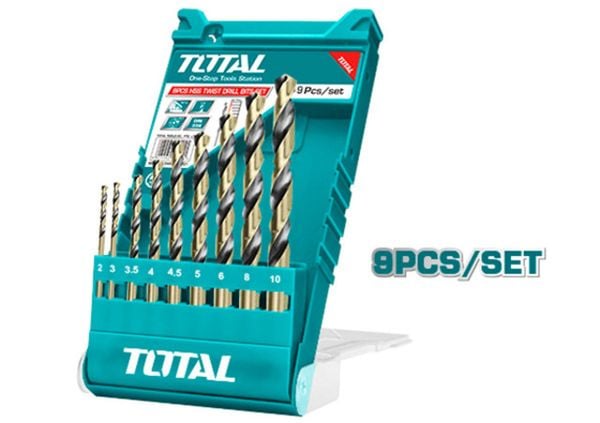 Bộ mũi khoan kim loại HSS 9 mũi từ 2-10mm Total TACSD0095