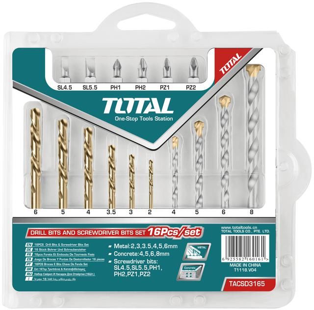 Bộ mũi khoan đa năng và bắt vít 16 món Total TACSD3165