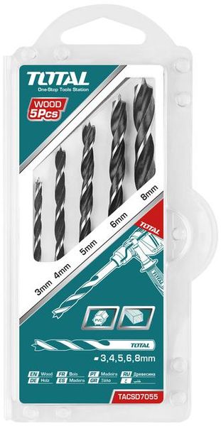 Bộ mũi khoan gỗ 5 mũi từ 3-8mm Total TACSD7055